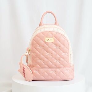 Betsey Johnson “Luv Betsey” Pink Quilted Cat Mini Backpack Bow Detail Womens